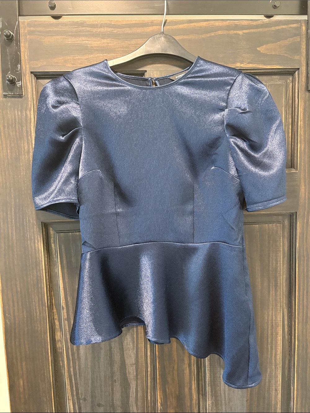 Express Blue Peplum Top - Navy Blue